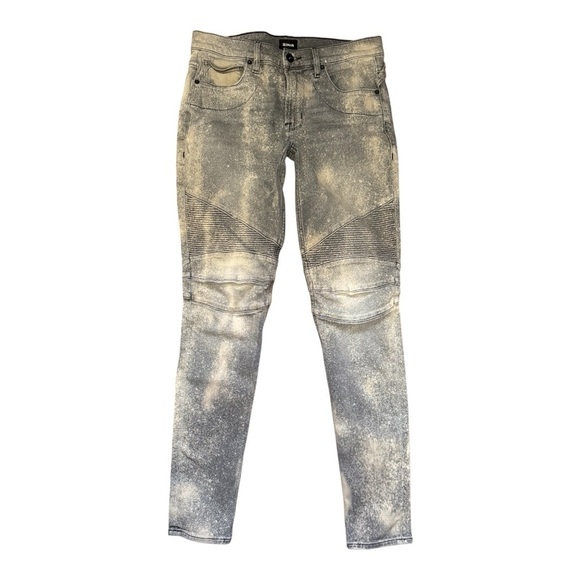 HUDSON Ethan Biker Gray Skinny Moto Jeans Wolvesbane Wash Men’s Size 32/33 - Picture 1 of 14